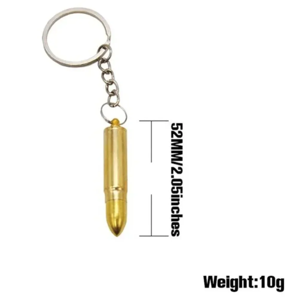 (5-PACK) NEW BULLET CHARMS KEYCHAINS METAL PENDENT KEY RINGS GUN ACCESSORIES